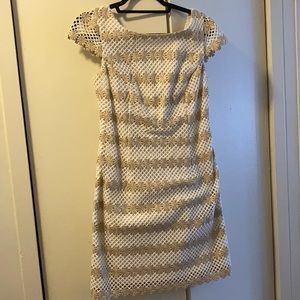 Lily Pulitzer gold and white cocktail dress